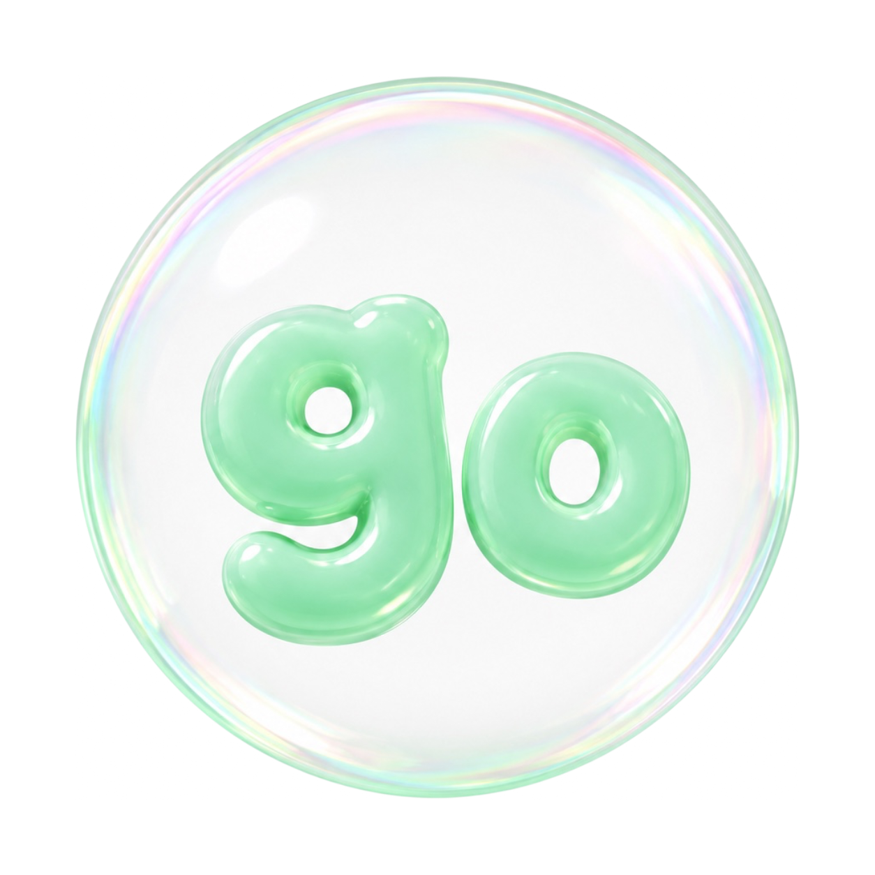 A bubble that says go