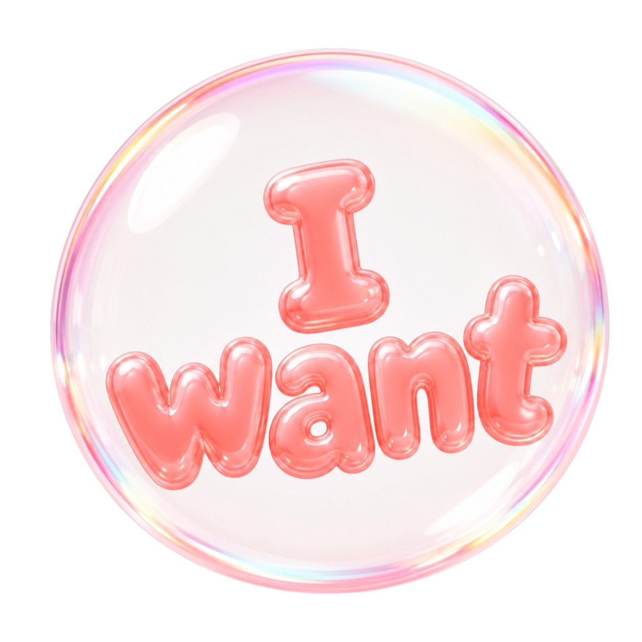 A bubble that says I want