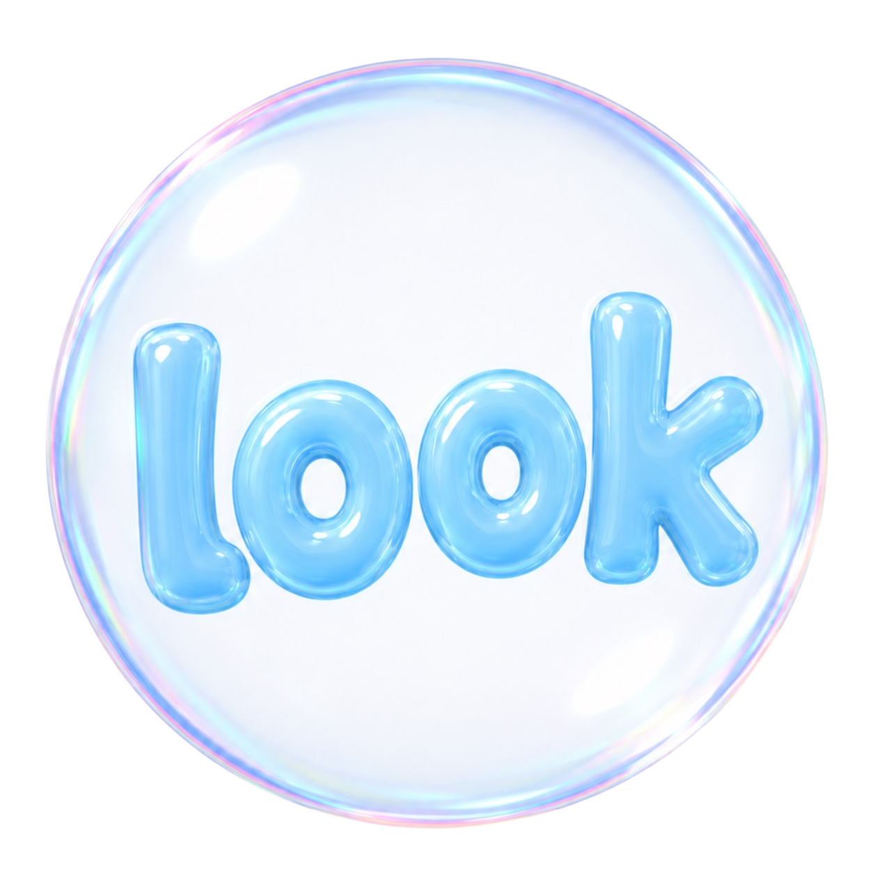 A bubble that says look